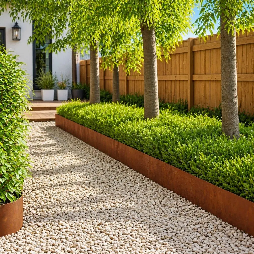Steel Garden Lawn Edging 10 Piece Flexible Rusty Brown Borders