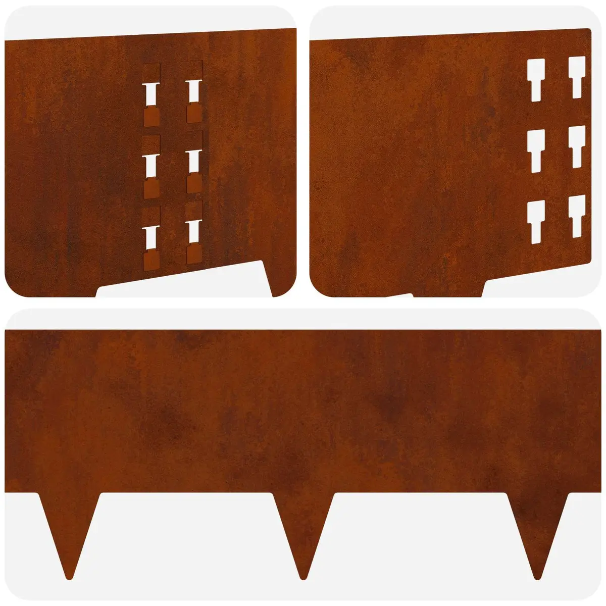 Steel Garden Lawn Edging 10 Piece Flexible Rusty Brown Borders