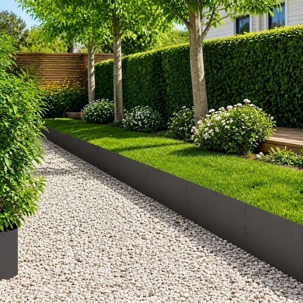 Steel Lawn Edging Landscape Barrier 100 x 30 cm Black 10 Piece