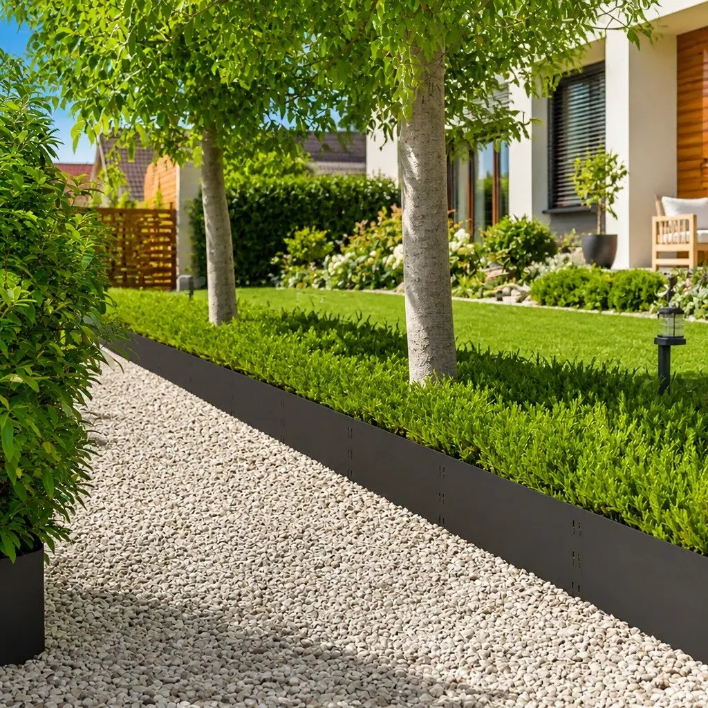 Steel Garden Lawn Edging Border 100x30cm Black