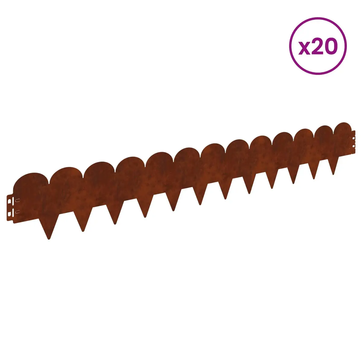 Steel Lawn Edging Garden Border 103x15cm Brown 20 Piece