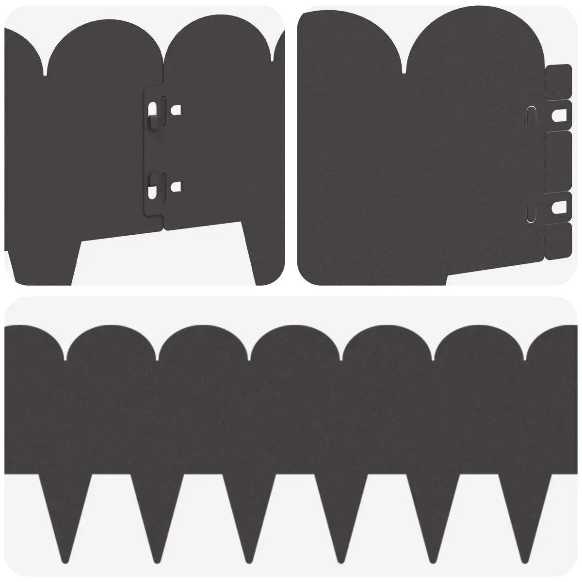 Garden Lawn Edging 20 pcs 103x20cm Steel Border Edge Sharp&Round Top Black