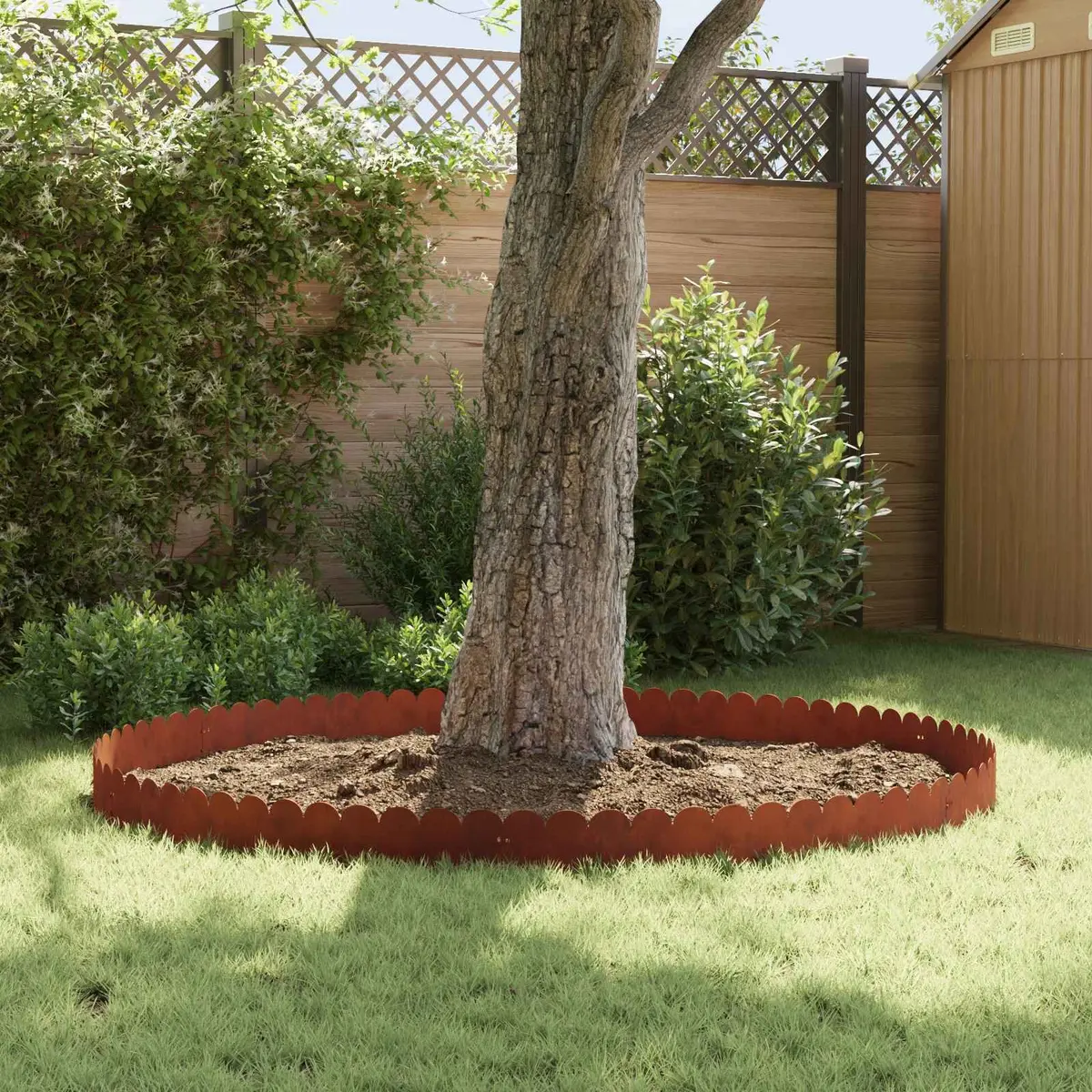 Steel Lawn Edge Edging 10 Piece 103x20cm Brown Garden Border Sharp and Round Top