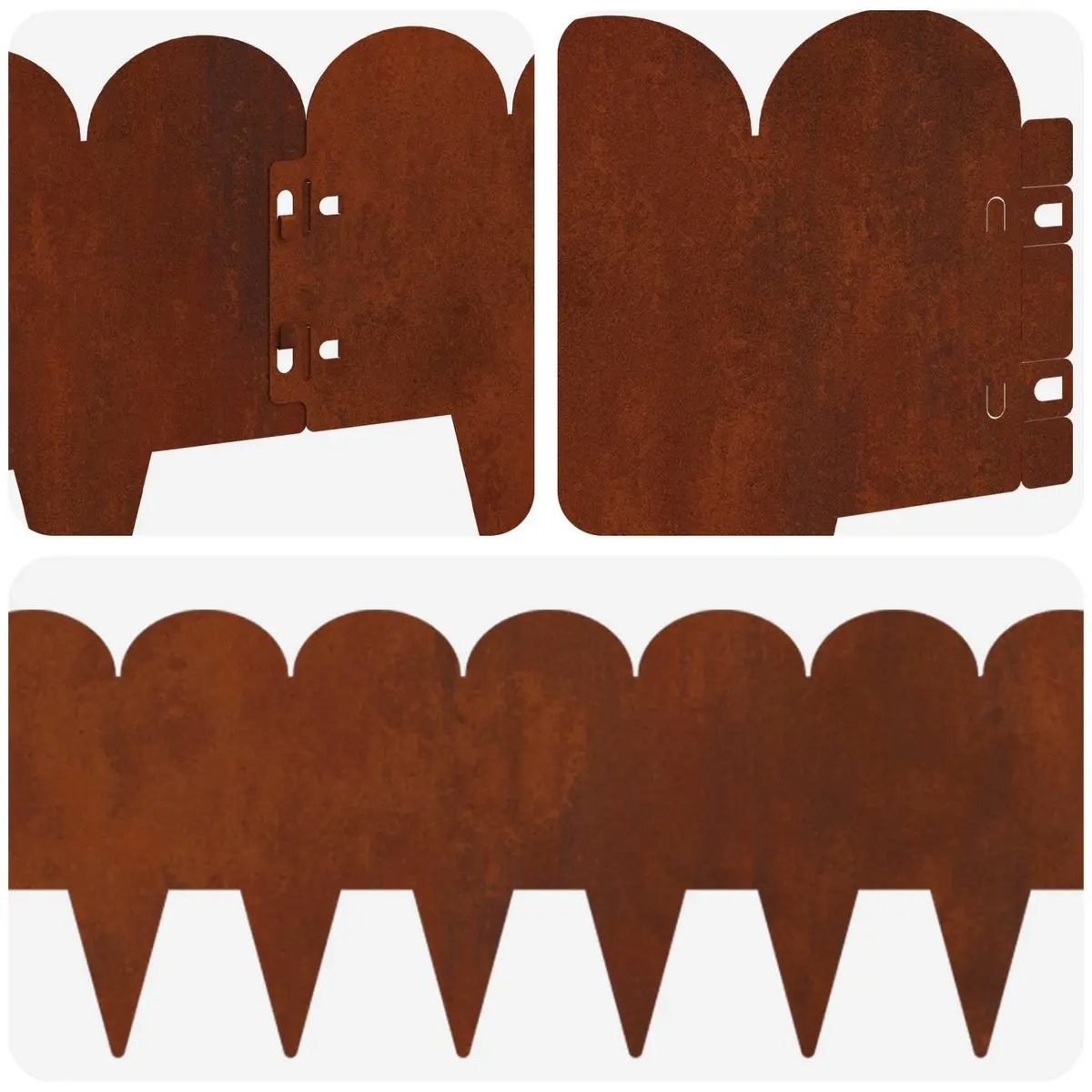 Steel Lawn Edge Edging 10 Piece 103x20cm Brown Garden Border Sharp and Round Top