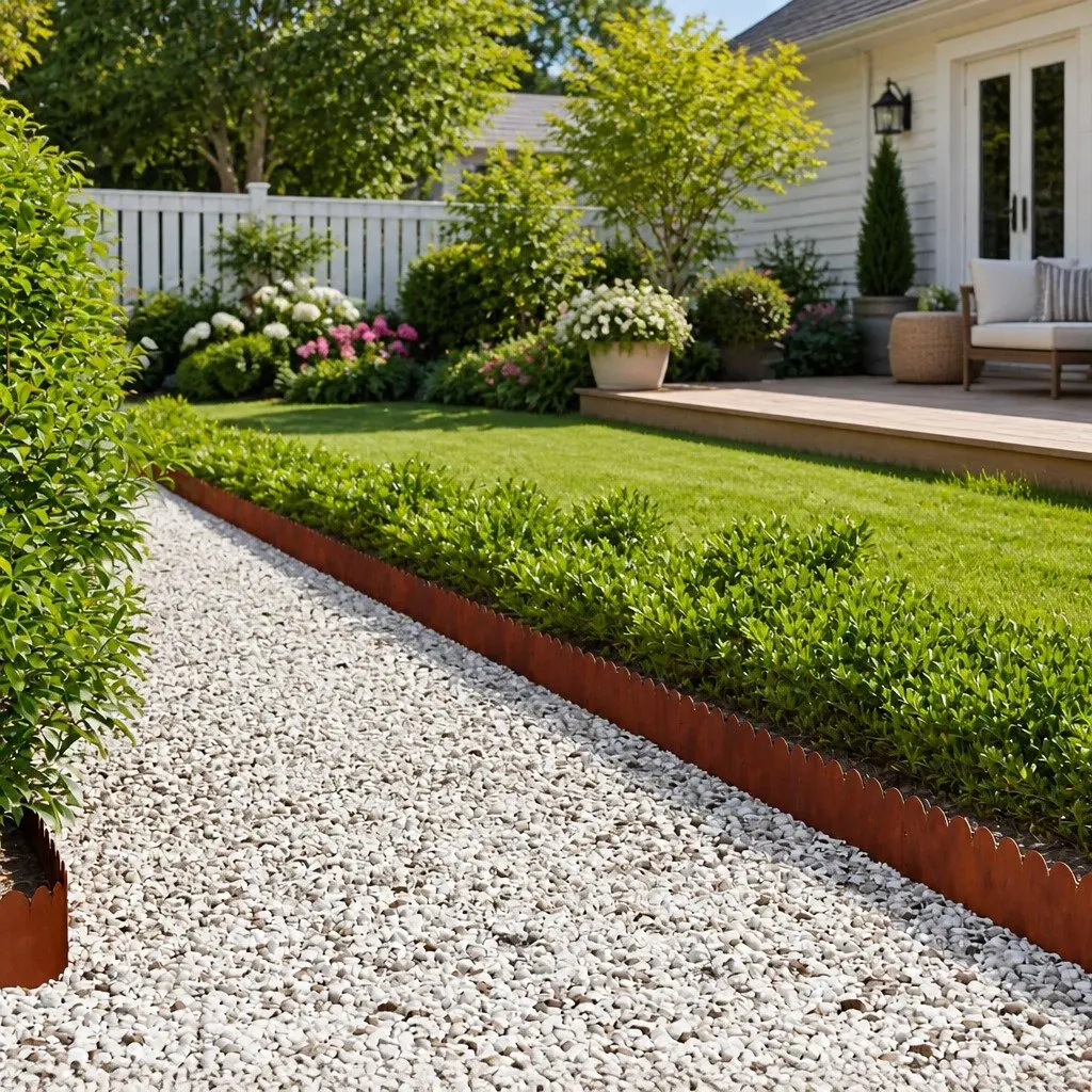Steel Lawn Edging 20 Piece 103x20cm Brown Rusty Sharp Round Top