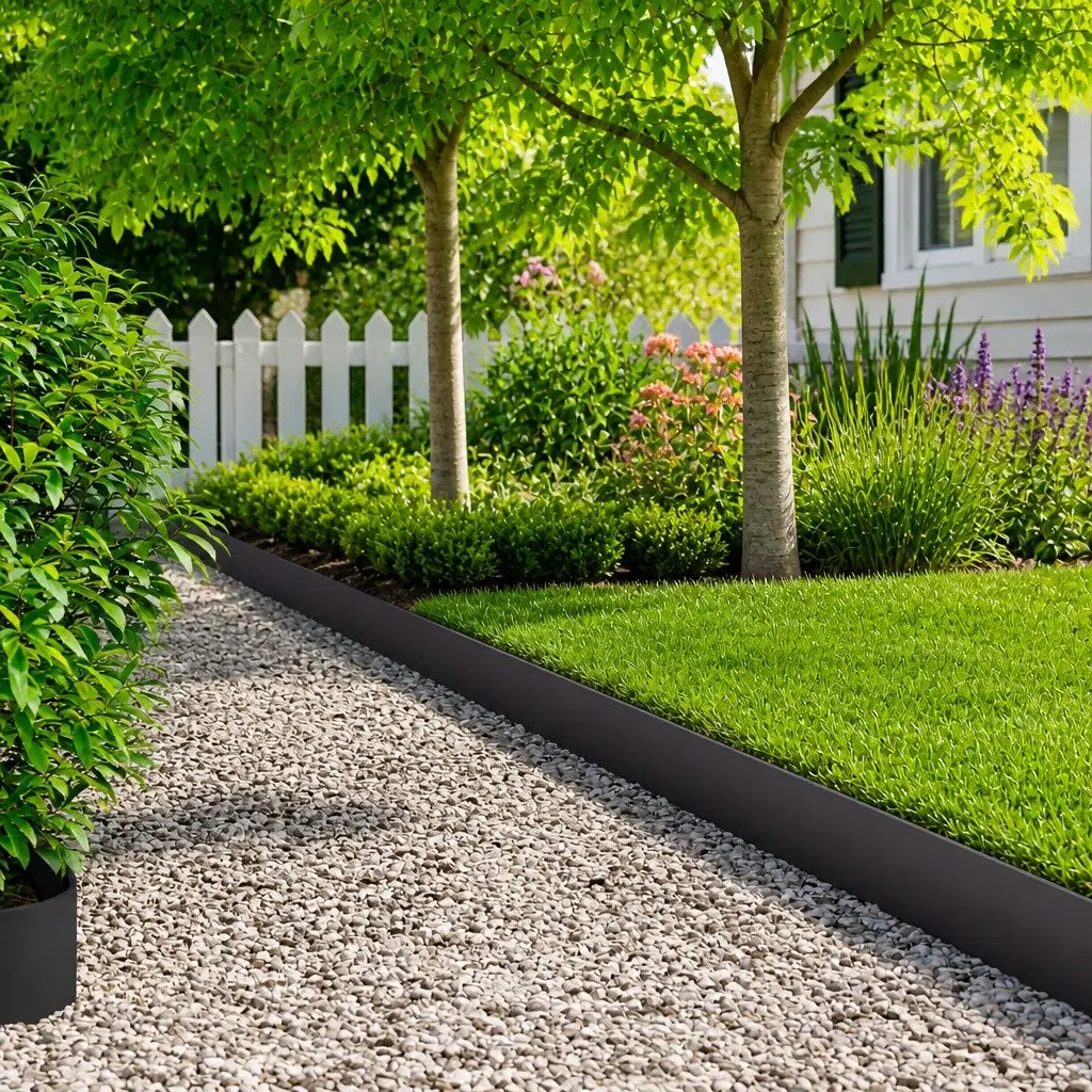 Garden Lawn Edging Border Steel Flexible 10 Pieces Black