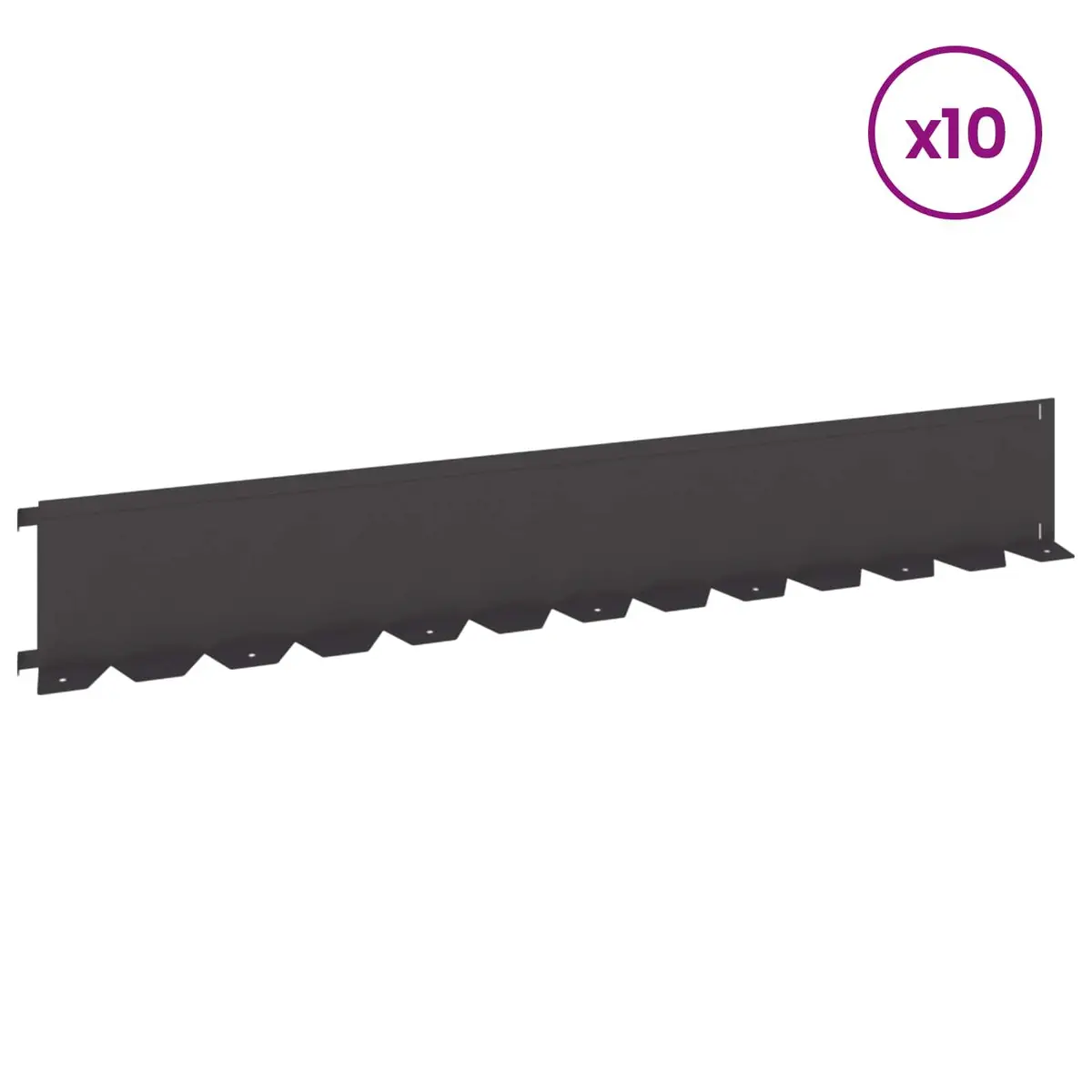 Garden Lawn Edging Border Steel Flexible 10 Pieces Black
