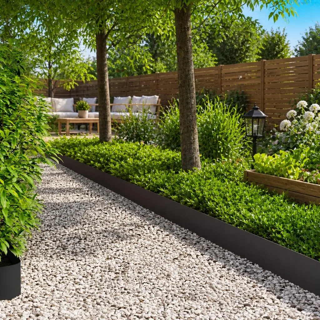 Garden Lawn Edging Border Flexible Steel 20 Piece Black Landscape Barrier