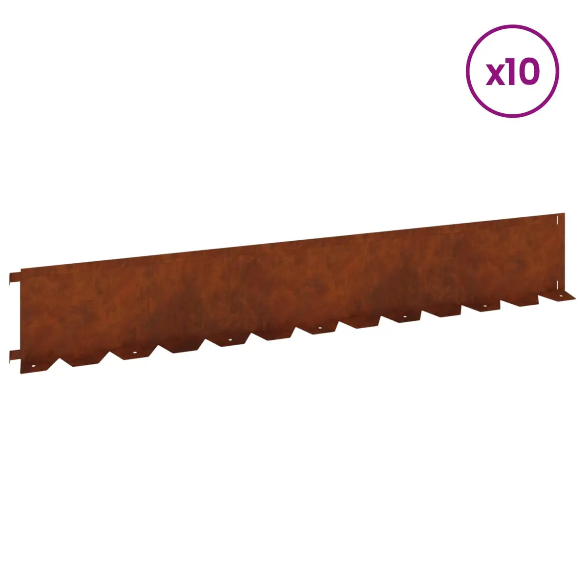 Garden Lawn Edging Flexible Landscape Fencing 10 Pieces Steel Brown Rusty