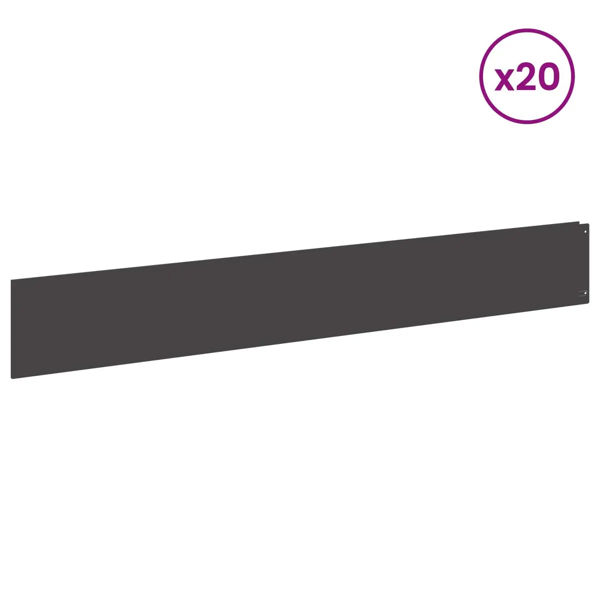 Steel Garden Lawn Edging 100x15cm Black Top Fold 20 Pieces