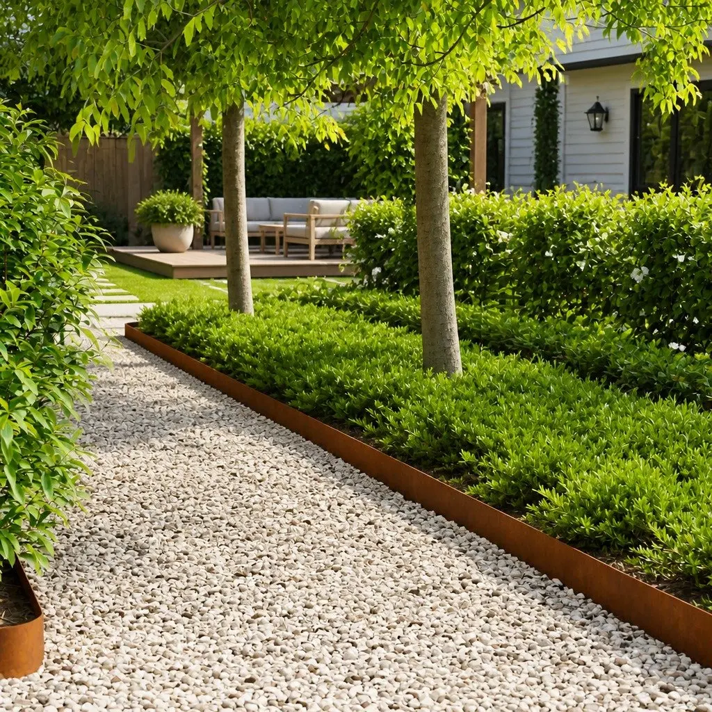 Steel Lawn Edging Landscape Border 100x15cm Brown 20 Piece