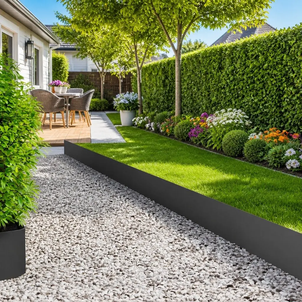 Garden Lawn Edging 10 pcs Steel Black Border Landscape Barrier Modern Design