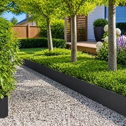 Garden Lawn Edging Steel Border 20 pcs 100x22cm Landscape Barrier Black