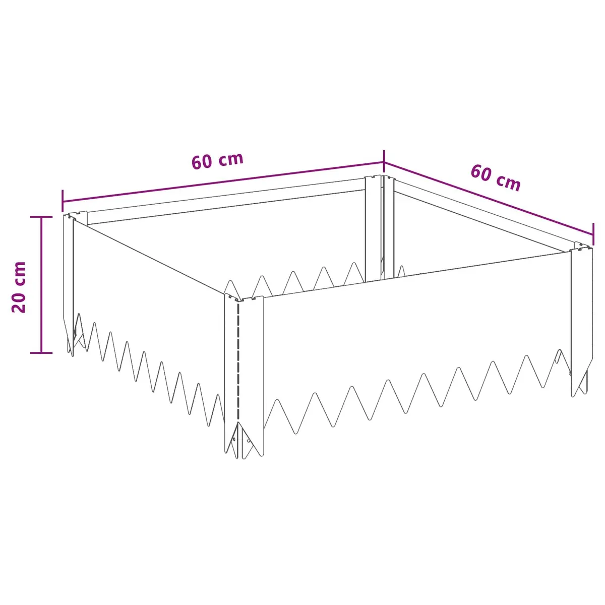 Steel Lawn Edging Border 60x60x20cm Landscape Pathway Black