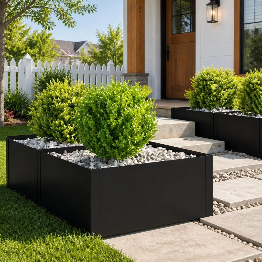 Garden Lawn Edging Steel Border 4 Pack Black Landscape Bed Pathway Fence