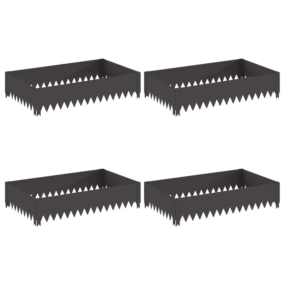 Garden Lawn Edging Border Steel Black 100x60x20cm 4 Pieces Landscape Pathway