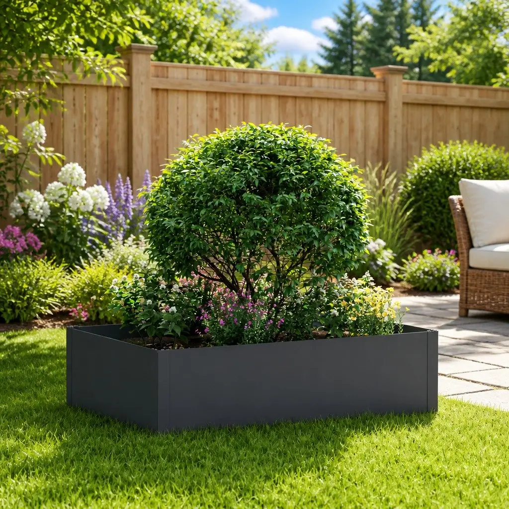 Steel Garden Edging Border for Landscape Bed Pathway Divider 100x60x35cm in Black