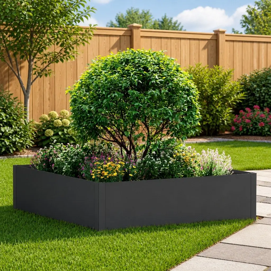Garden Edging Steel Border Landscape Pathway Bed Divider 100x100x35cm Black