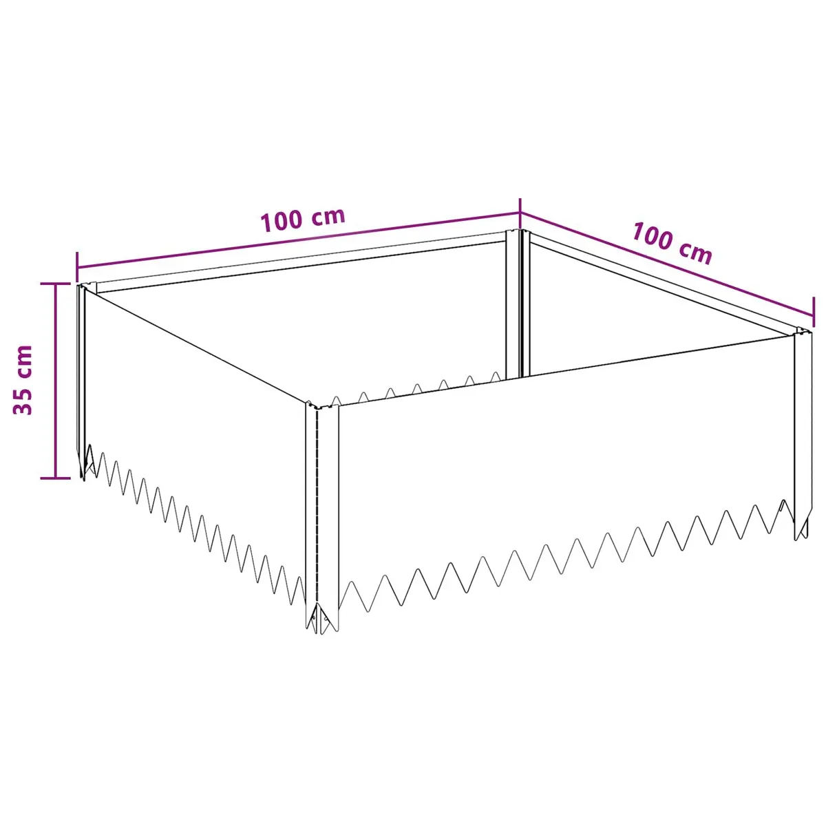 Garden Edging Steel Border Landscape Pathway Bed Divider 100x100x35cm Black