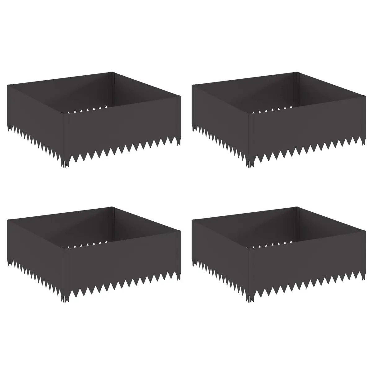 Garden Lawn Edging Steel Border Landscape Pathway Bed Edger Black 4 Piece
