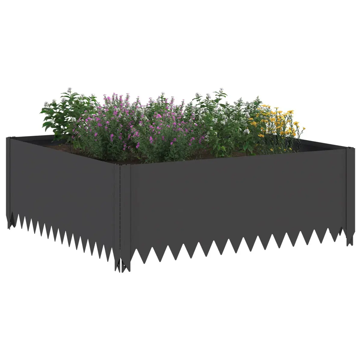 Garden Lawn Edging Steel Border Landscape Pathway Bed Edger Black 4 Piece