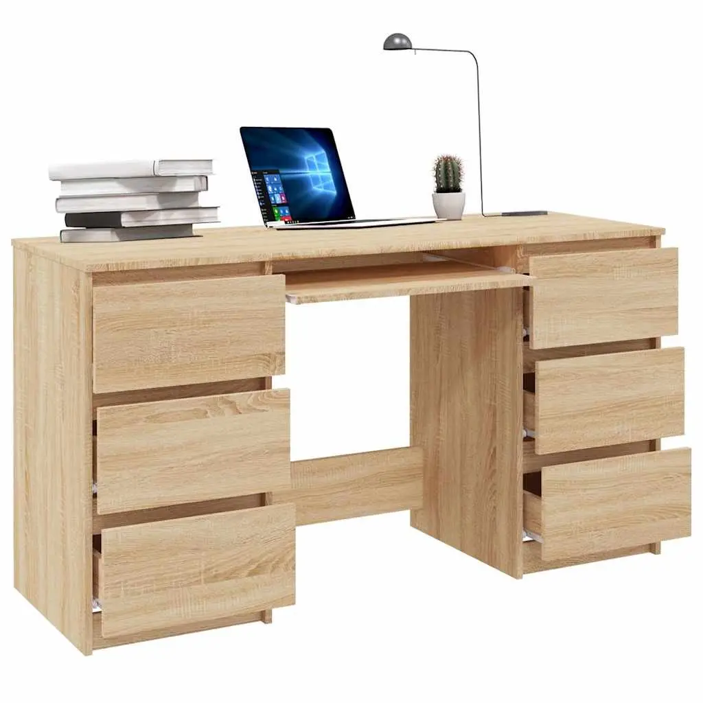 Writing Desk Study Table 140 x 50 x 77 cm Brown Engineered Wood