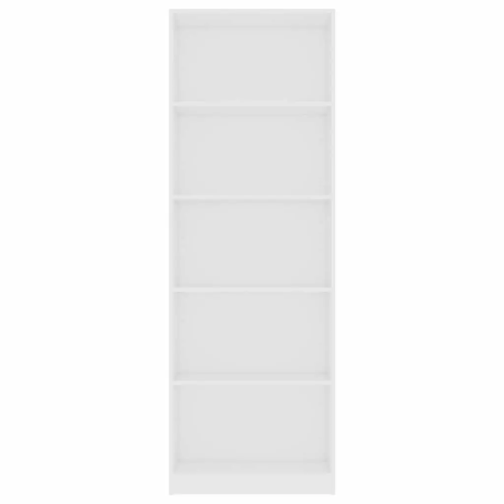 5-Tier Book Cabinet Storage Display Shelf White Engineered Wood 60W x 24D x 175H cm