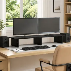 Reliable Black Monitor Stand for Ergonomics and Style