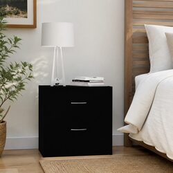 Bedside Cabinets 2 pcs Black 40x30x40 cm Engineered Wood Nightstand Drawers