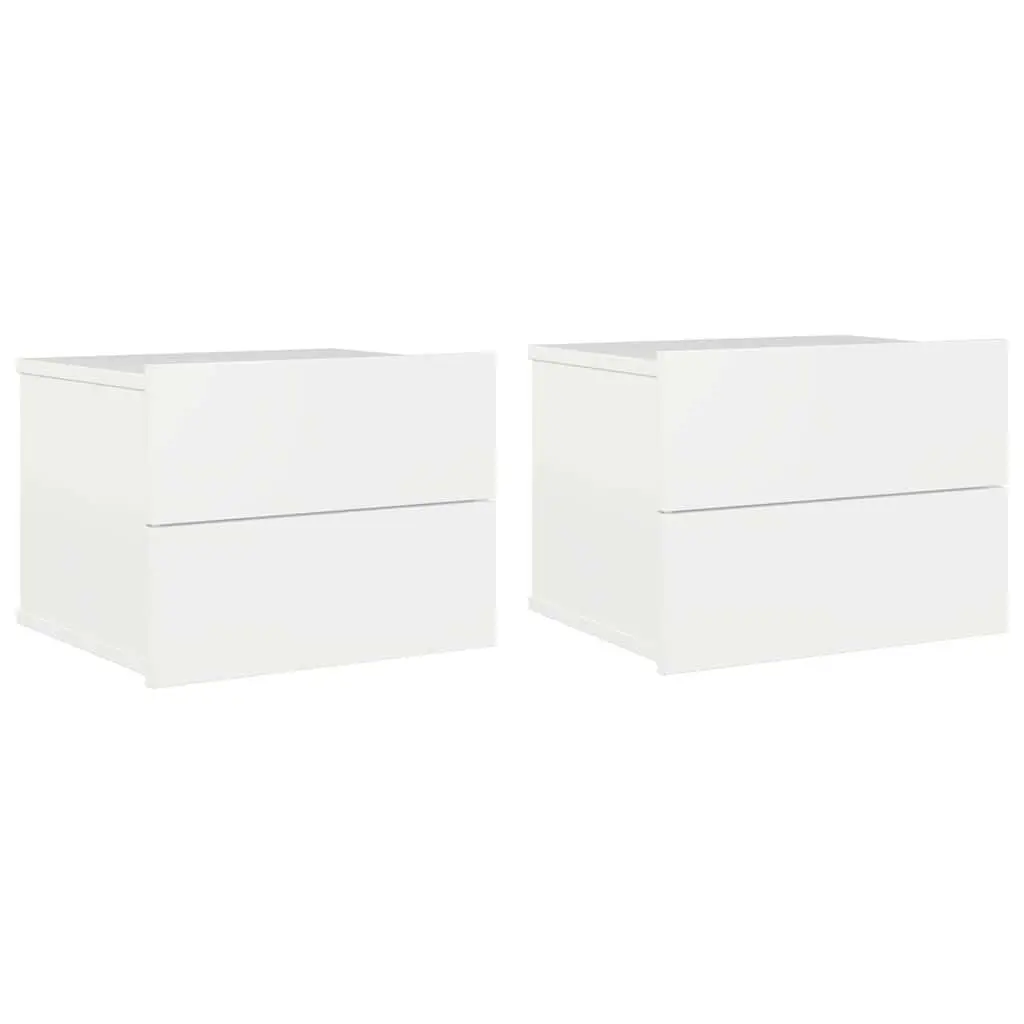 Bedside Cabinets Nightstand Storage Drawers 40x30x30 cm High Gloss White 2 Piece
