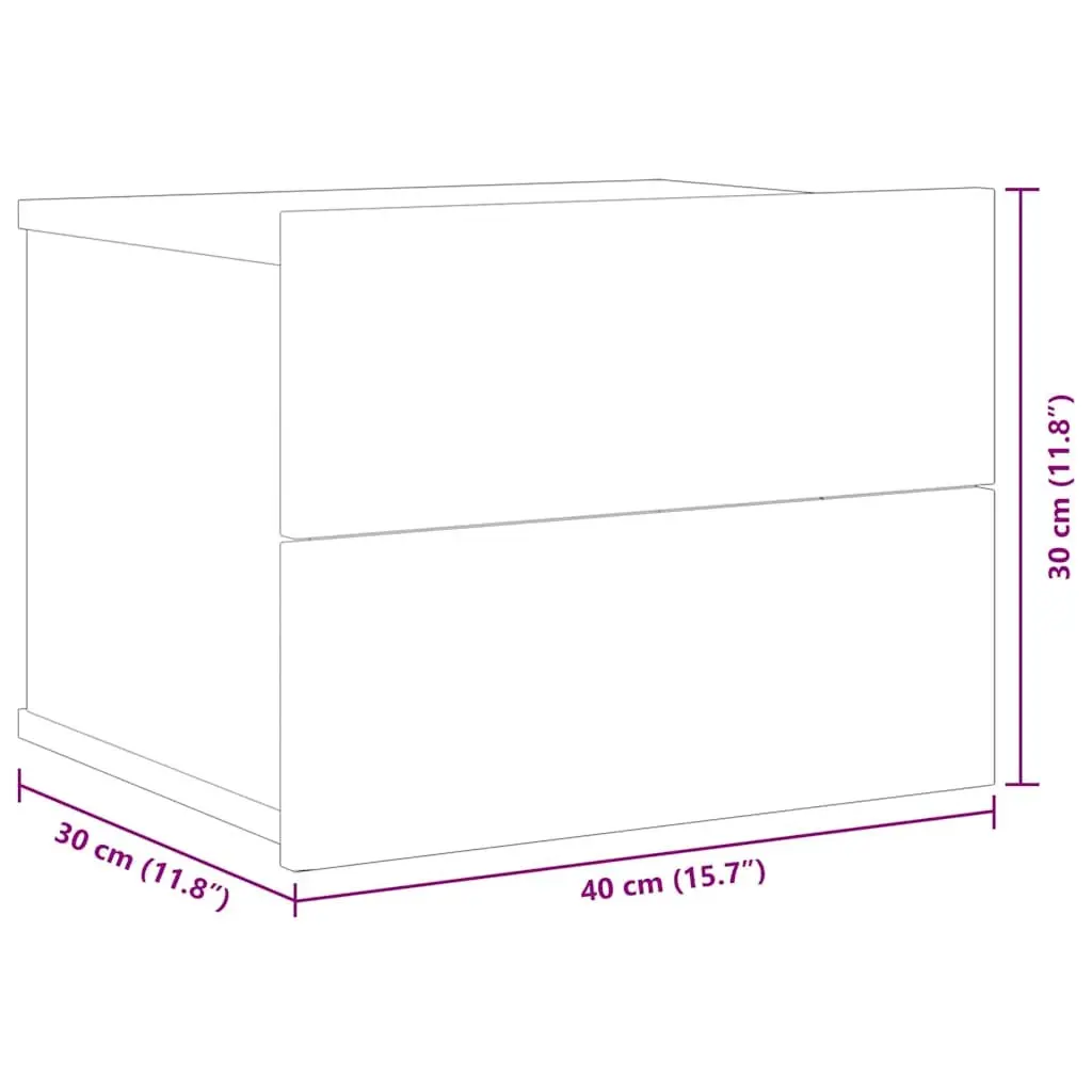 Bedside Cabinets Nightstand Storage Drawers 40x30x30 cm High Gloss White 2 Piece