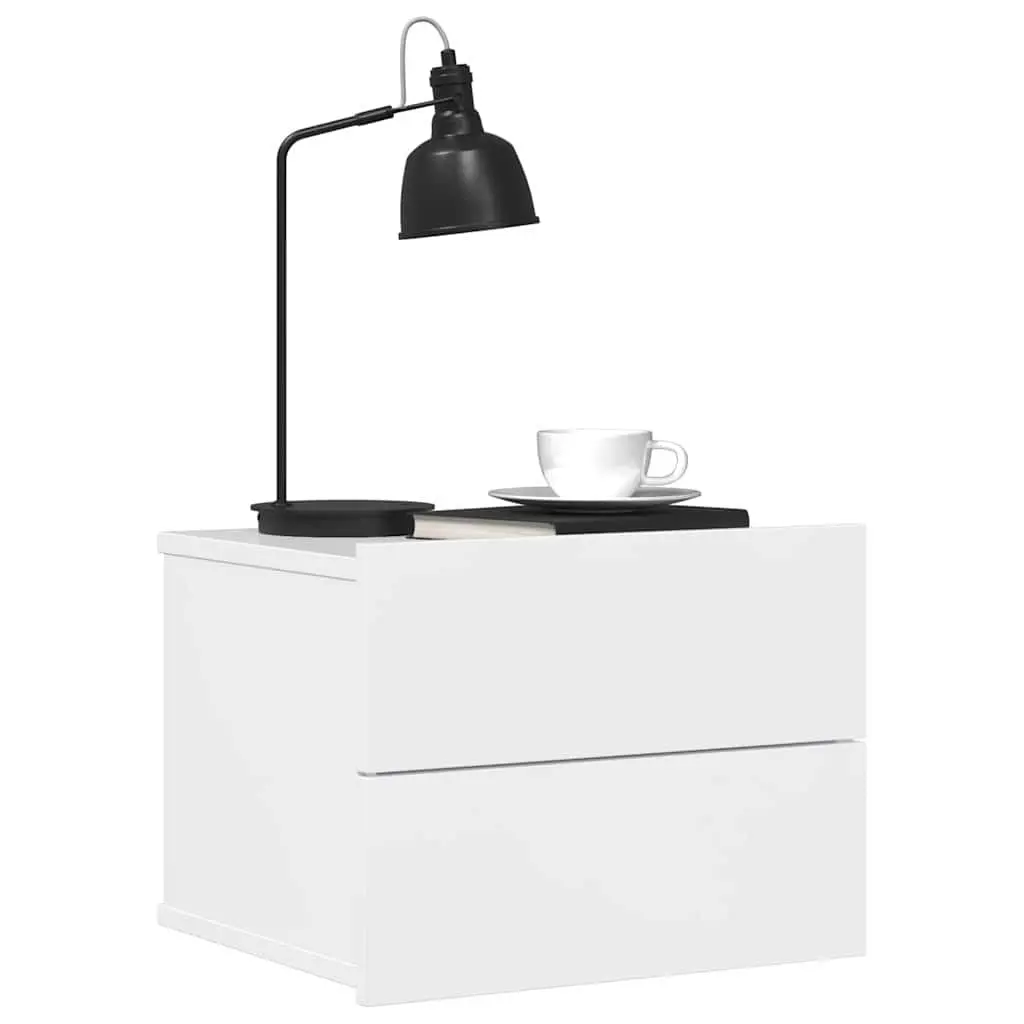 Bedside Cabinets Nightstand Storage Drawers 40x30x30 cm High Gloss White 2 Piece