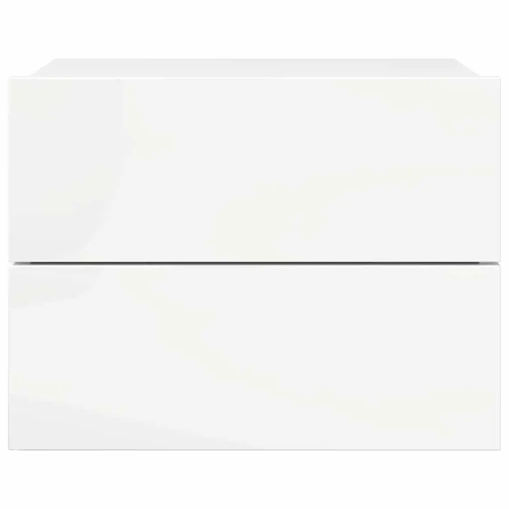 Bedside Cabinets Nightstand Storage Drawers 40x30x30 cm High Gloss White 2 Piece