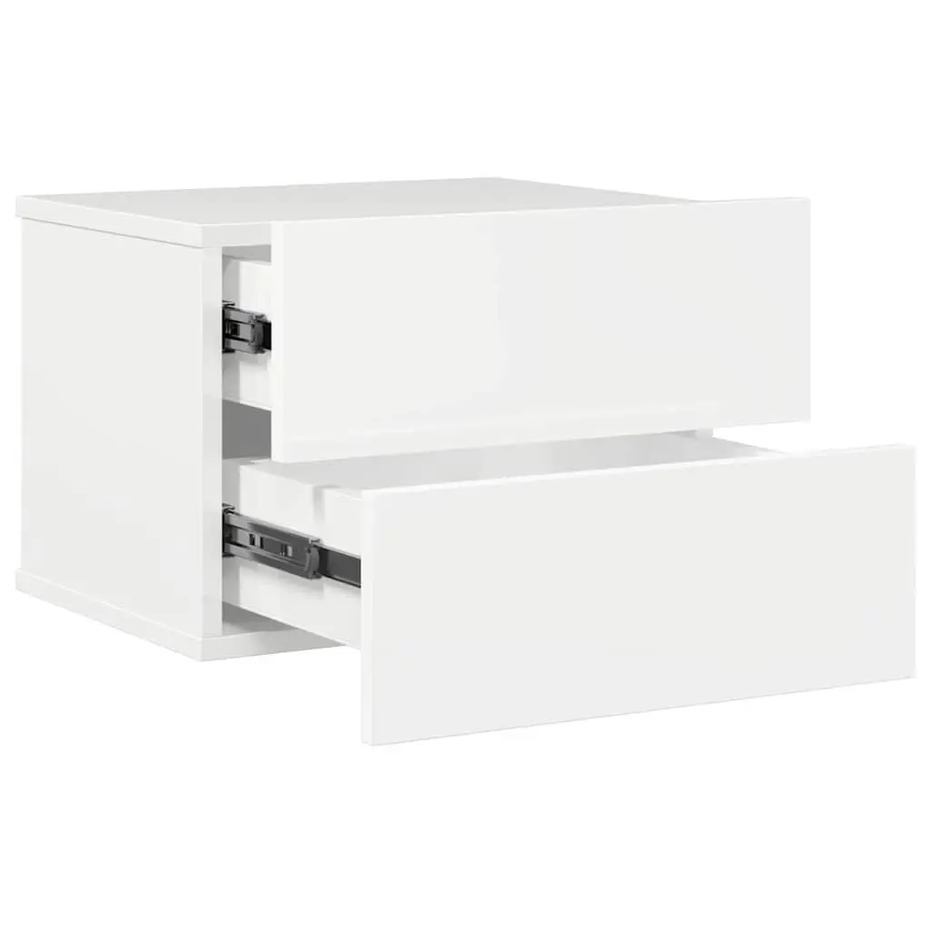 Bedside Cabinets Nightstand Storage Drawers 40x30x30 cm High Gloss White 2 Piece