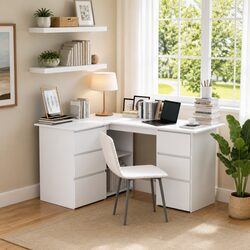 Reliable White Corner Desk with Ample Storage Space