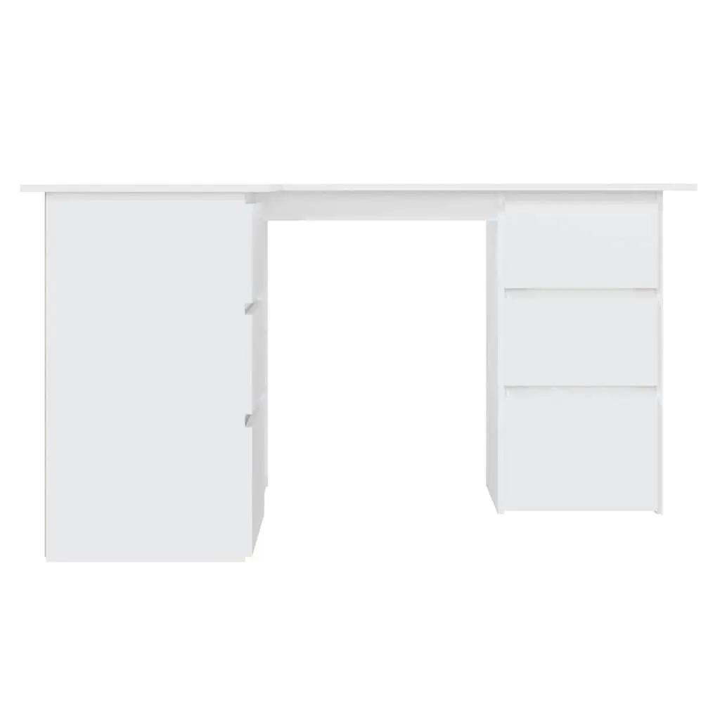 Corner Desk White Office Workstation Study Table Engineered Wood 145cm x 100cm x 76cm