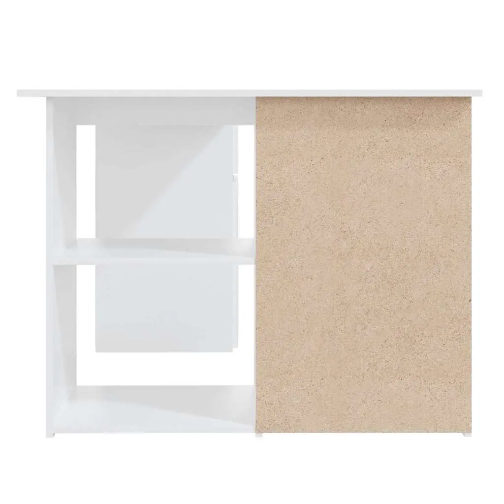 Corner Desk White Office Workstation Study Table Engineered Wood 145cm x 100cm x 76cm