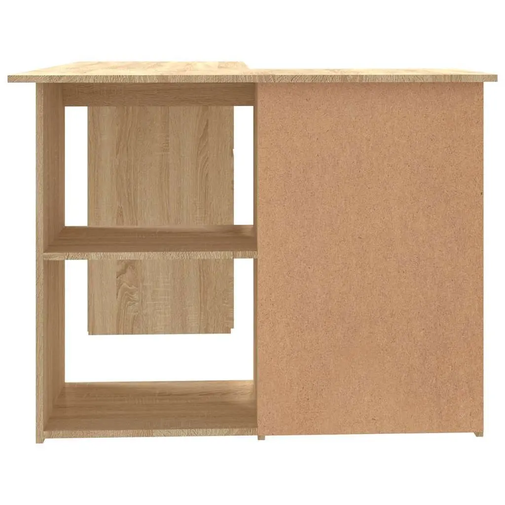 Corner Desk Brown Engineered Wood Office Workstation 145 x 100 x 76 cm with Storage Shelves and Drawers