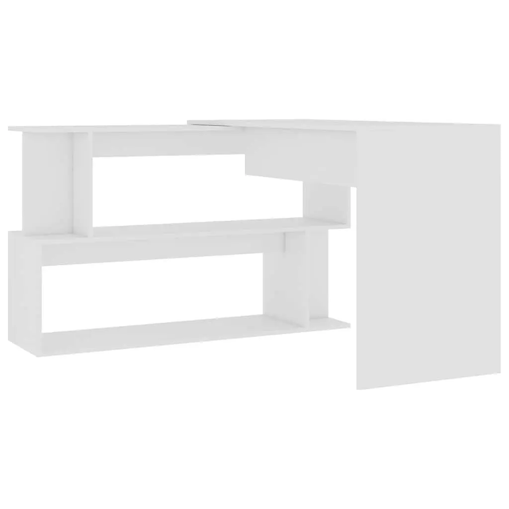 Corner Desk White Rotating Workstation Engineered Wood 200 x 50 x 76 cm