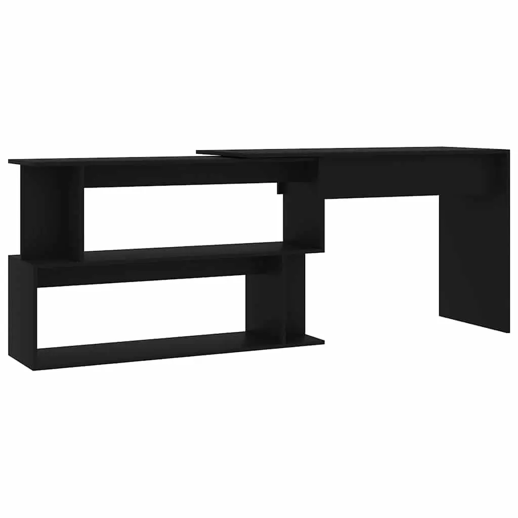 Black Corner Desk with Ample Storage Options