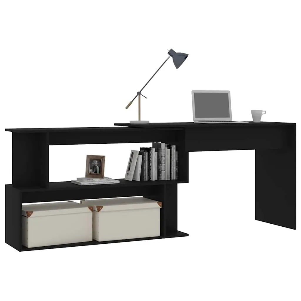 Black Corner Desk with Ample Storage Options