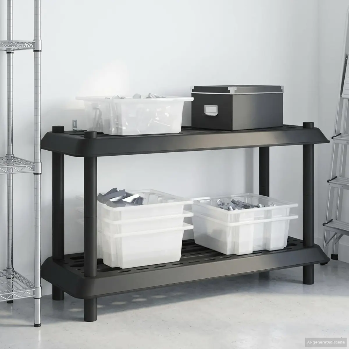 2-Tier Shelving Unit in Anthracite Color