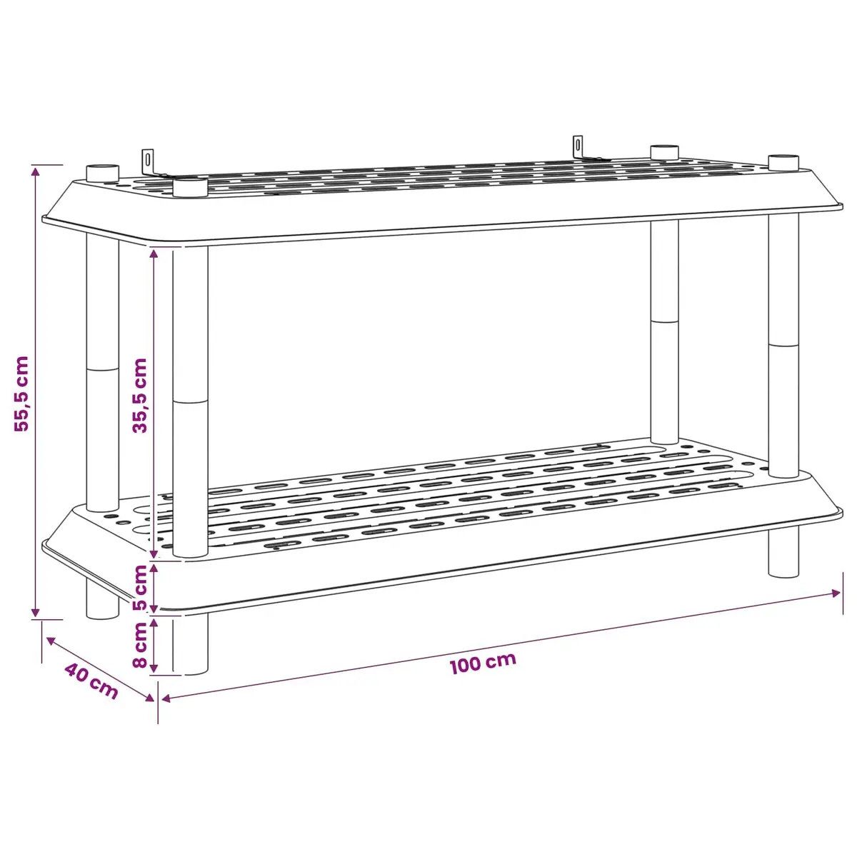 2-Tier Shelving Unit in Anthracite Color