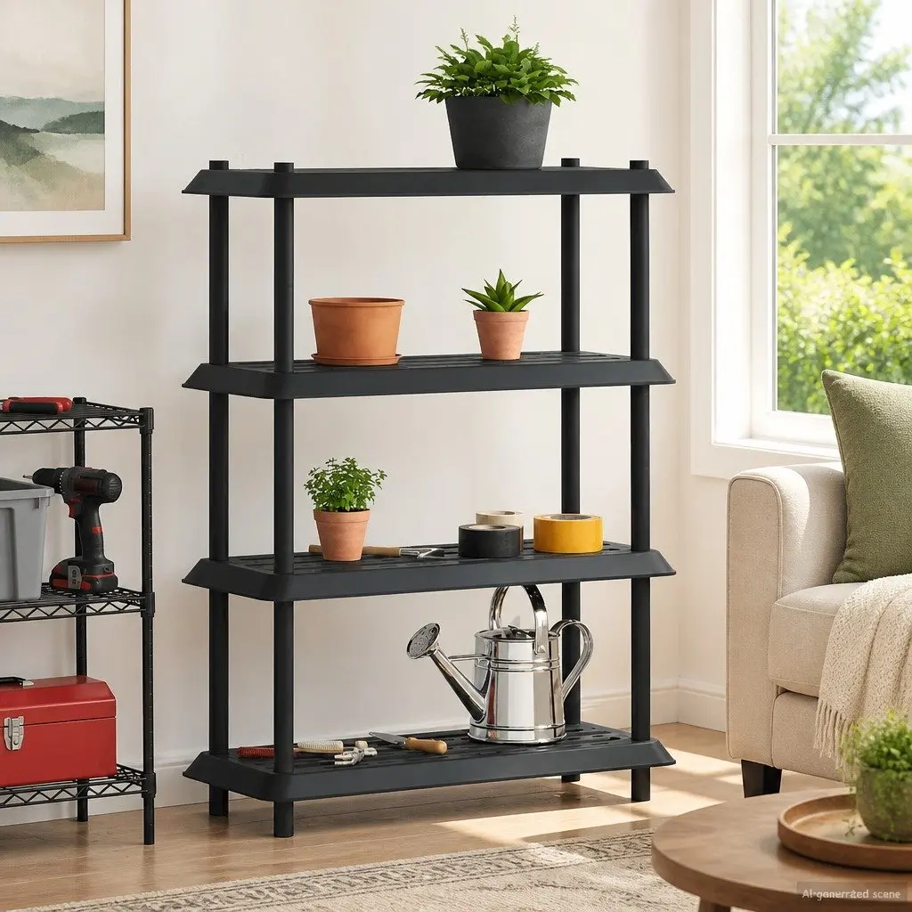 4-Tier Shelving Unit 100 x 40 x 136.5 cm Storage Rack Indoor Outdoor Display