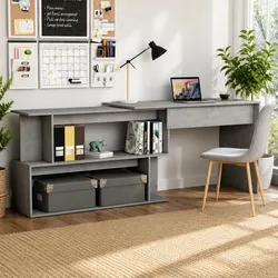 Value-Driven Grey Engineered Wood Corner Desk