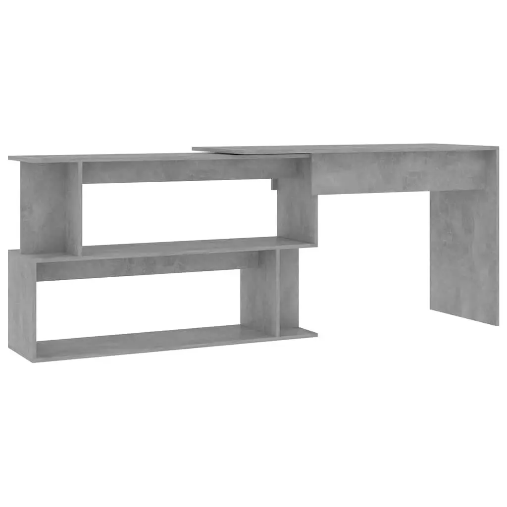 Corner Desk Rotatable Office Workstation 200L x 50W x 76H cm Grey Engineered Wood