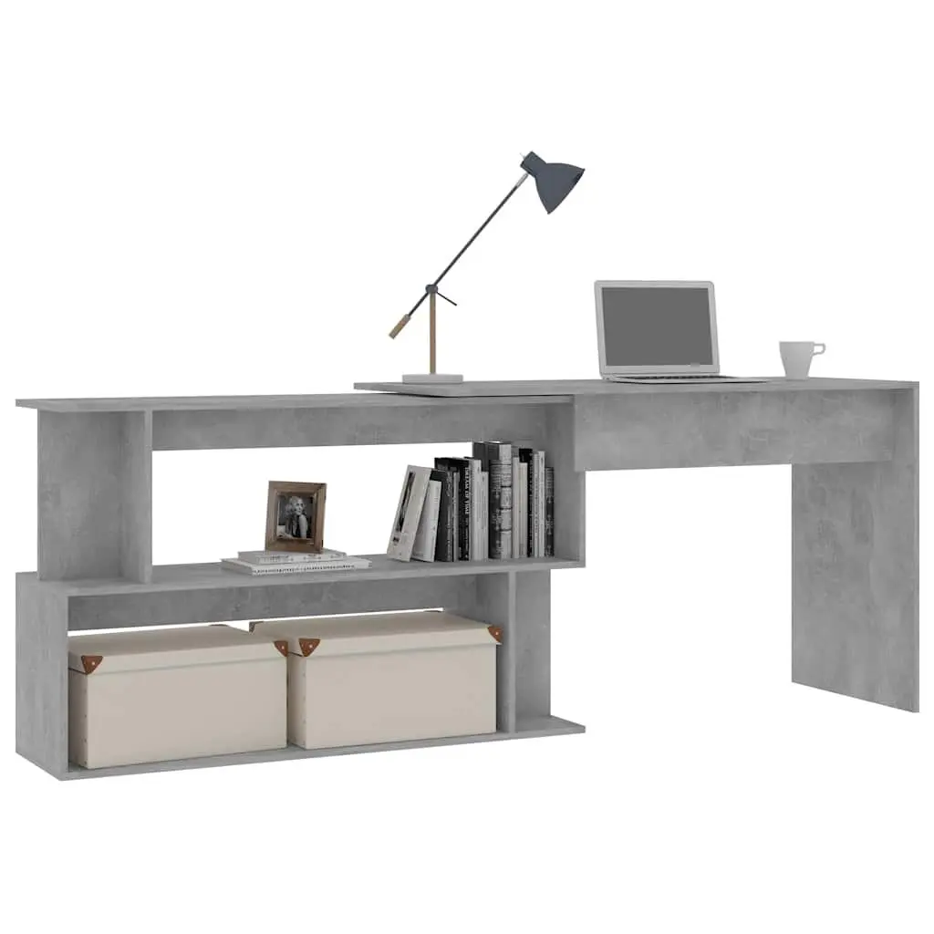Corner Desk Rotatable Office Workstation 200L x 50W x 76H cm Grey Engineered Wood