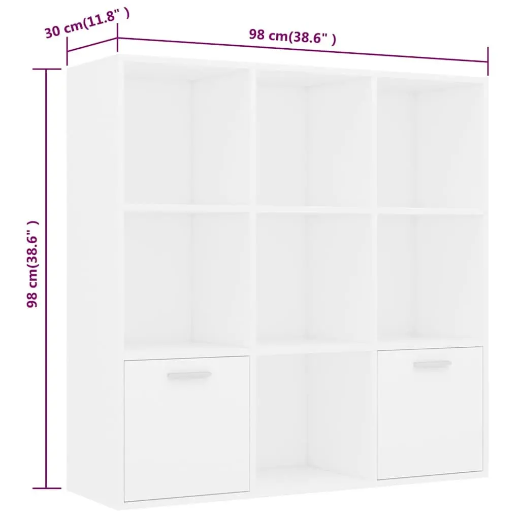 Book Cabinet White 98x30x98 cm Open Shelving Unit Storage Organizer Cubes