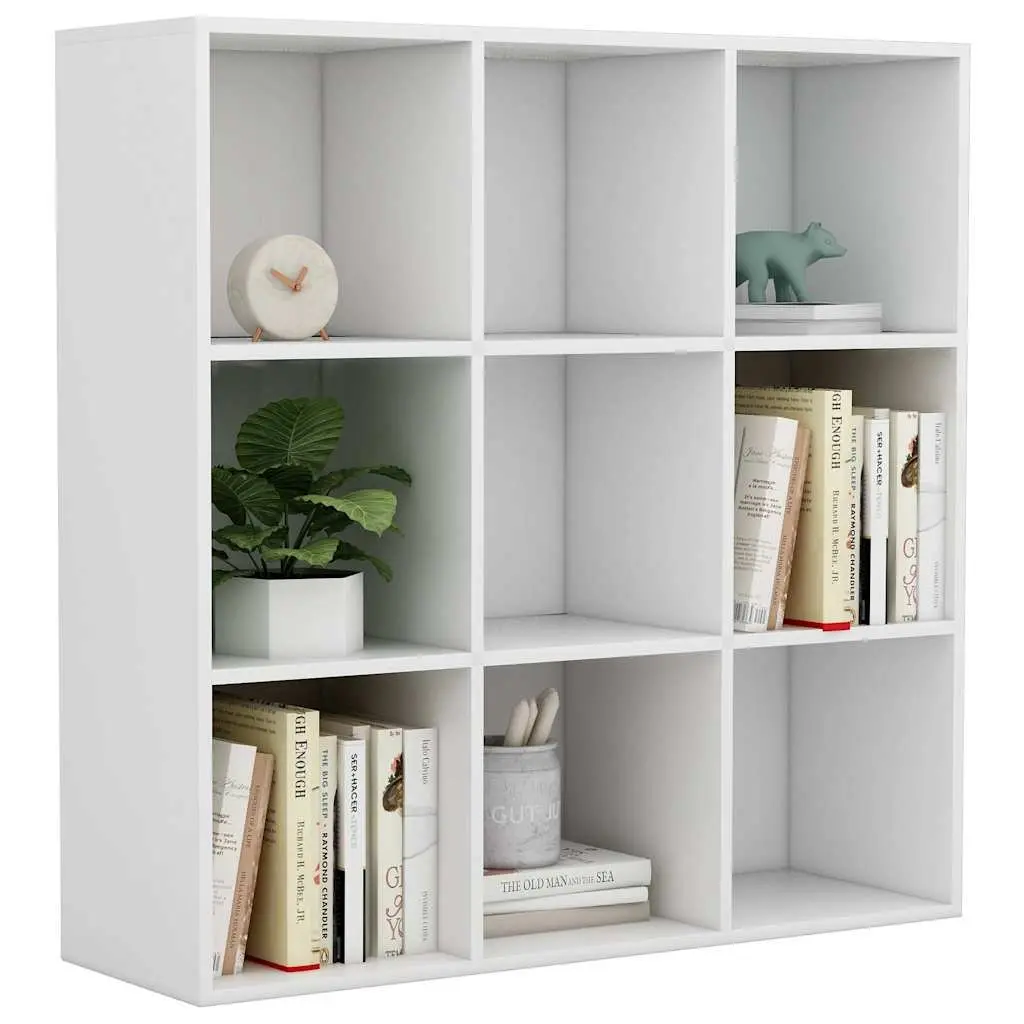 White 9-Compartment Book Cabinet for Smart Storage
