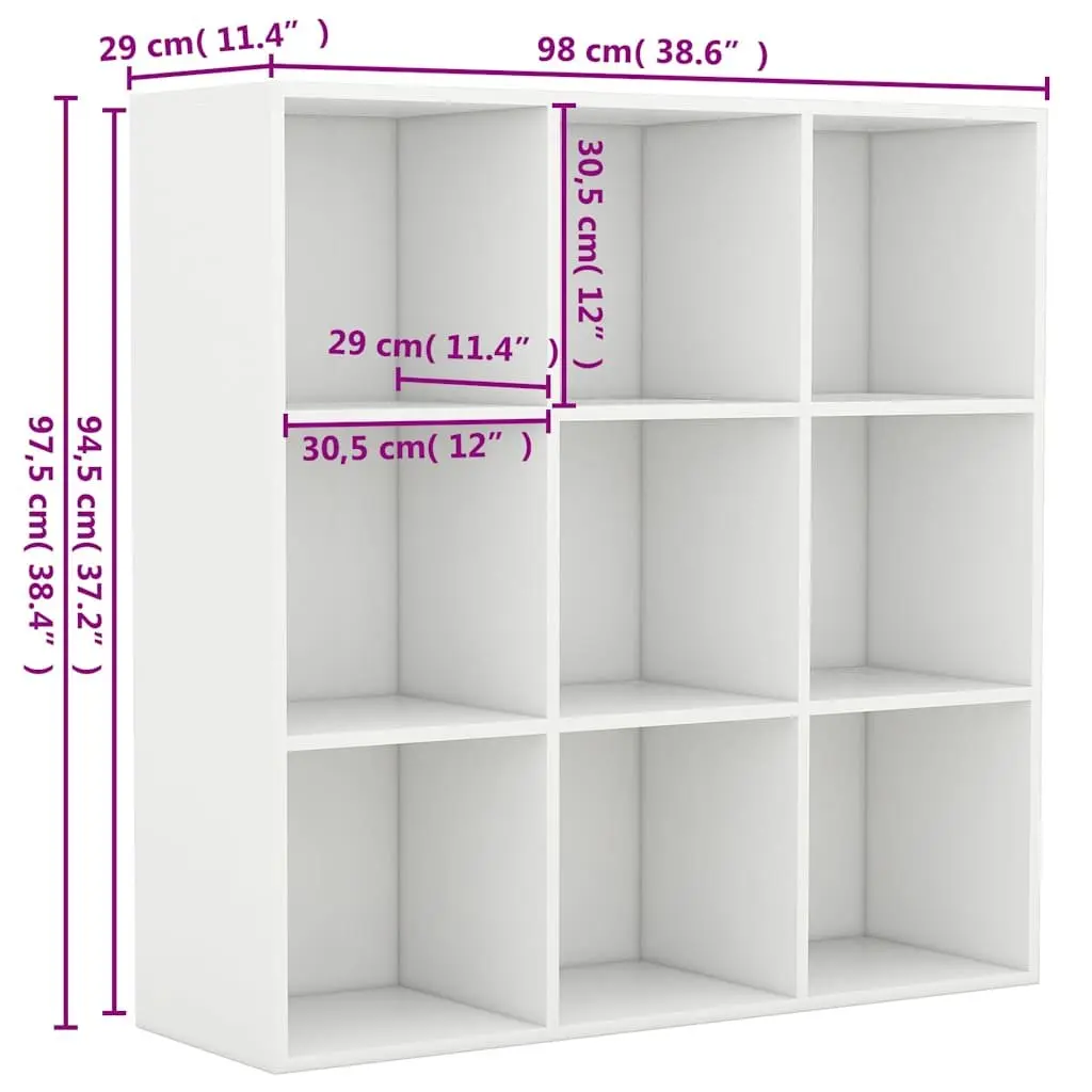 White 9-Compartment Book Cabinet for Smart Storage